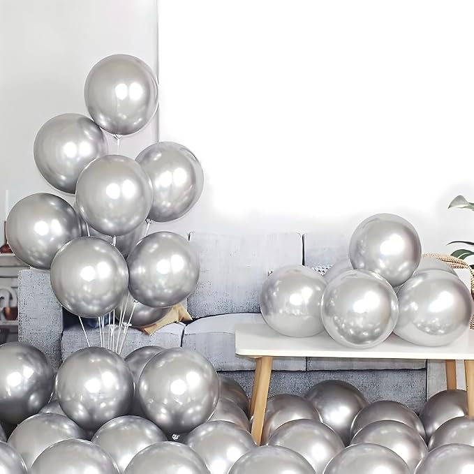 400 Pack Silver Balloons 5 Inch Metallic Chrome Silver Latex Small Balloon by BAOKUANHU