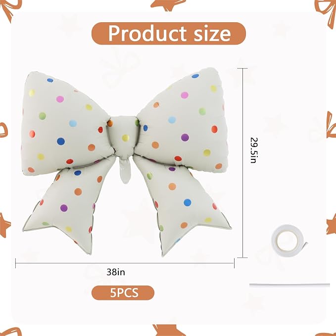 38 Inches Bow Balloon Colorful Print - Image 2