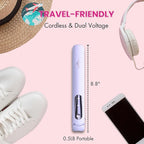 Cordless Hair Straightener, Portable Flat Iron and Curler 2 in 1, Fast Heat, Type-C Rechargeable, for Travel/Home (Purple)