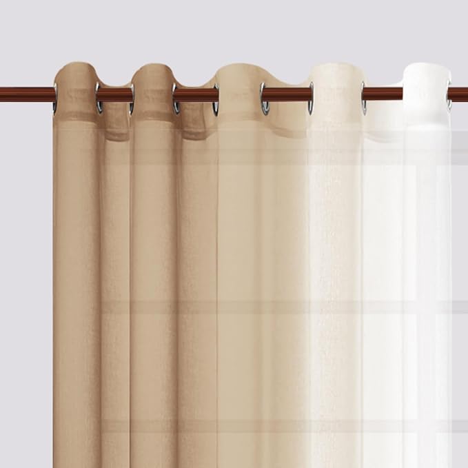DWCN Ombre Faux Linen Sheer Curtains - Image 2