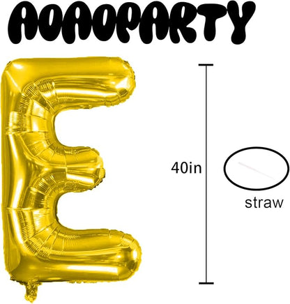 Letter Balloons Gold 40 Inch E Large Giant Big Foil Mylar Balloon | - Image 3