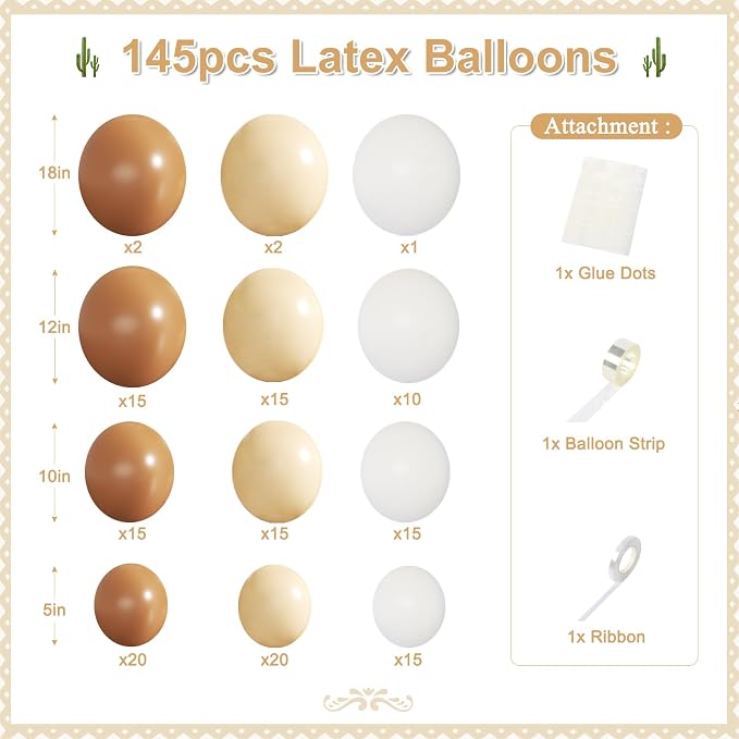 CROSSFINGERS Brown White Balloon Garland Arch Kit - Image 6