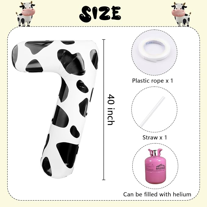 Cow Print Number Balloon 40 Inch Cow Print Number 7 Balloon Cowgirl Theme - Image 4