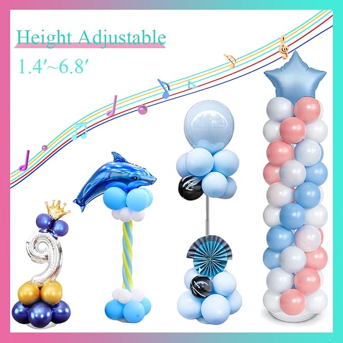 Decojoy 4 Set Balloon Stand Kit, 9 Feet Adjustable Balloon Arch - Image 3