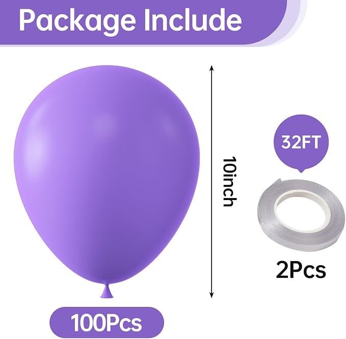 10 Inch Light Purple Balloons - Image 2