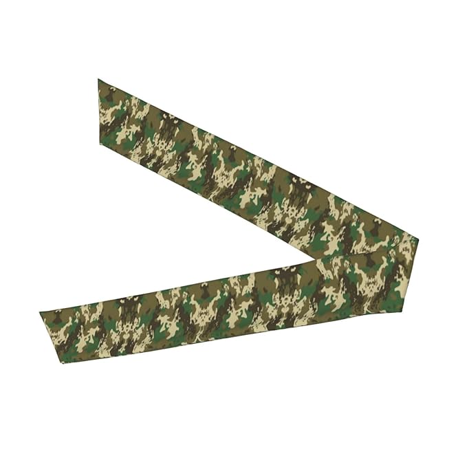 Boys Girls Green Camo Army Camouflage Sports Sweatband Multi Style Beauty Skinny Hair Band Headdress for Yoga Travel Spa