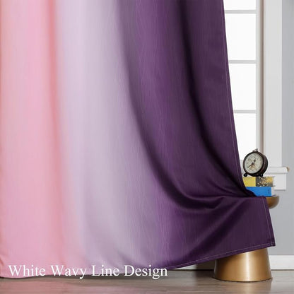 Pink and Purple Ombre Short Blackout Curtains 36 Inch Long, Thermal Insulated - Image 6