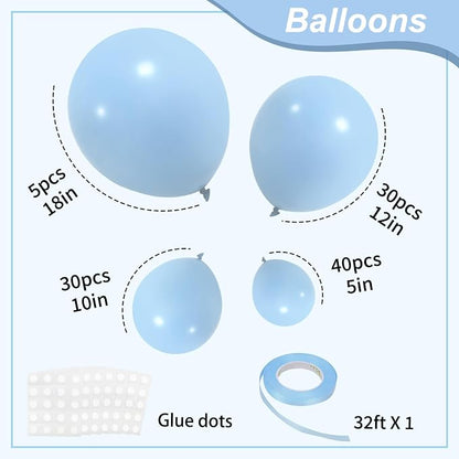 RUBFAC Pastel Blue Balloons Different Sizes 105pcs 5/10/12/18 Inch - Image 2