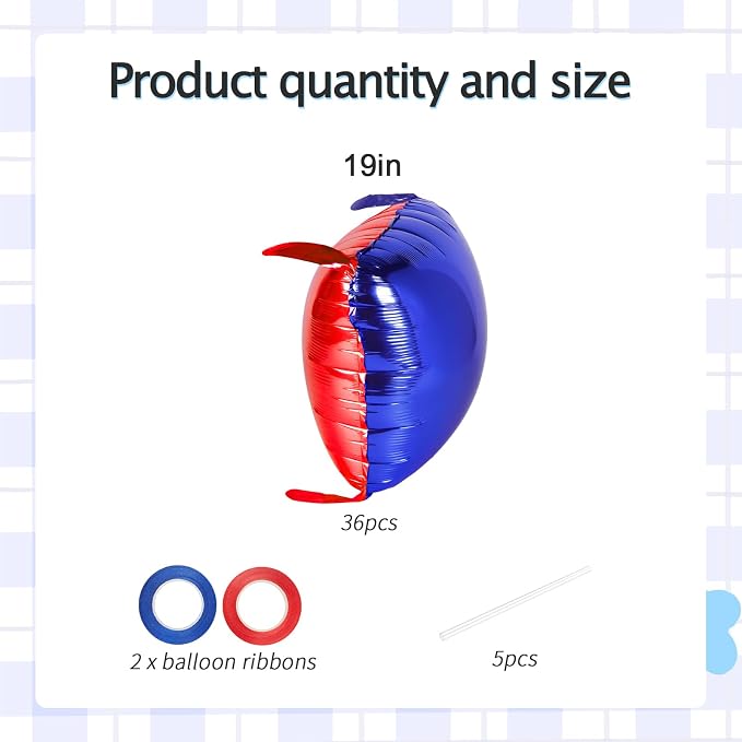 36pcs Red & Royal Blue Square Foil Balloons - Image 3