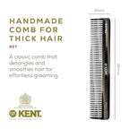 Kent 92T Black Graphite Wide Tooth Women’s Detangler Comb for Curly, Wavy, and Thick Hair – Ideal for Use on Wet Hair – Gentle, Shower Comb for – Anti-Static, Smooth - Styling Tool by Kent