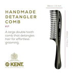 Kent 21T Large Hair Detangling Comb, Double Wide Tooth Comb for Curly Wavy Hair, Detangler for Wet and Dry Hairs, Saw-Cut, Handmade Kent Combs