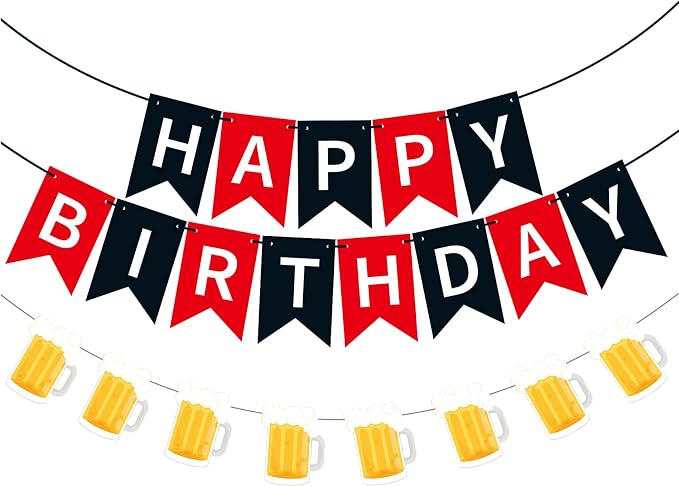 Beer Birthday Banner for Beer Party and Birthday Wedding Party Supplies by OSAMUHA