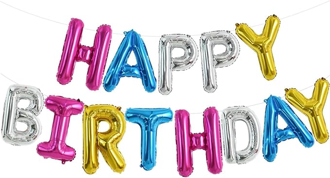 TONIFUL 16 Inch Mylar Letters Birthday Sign Banner Balloon, Happy Birthday by TONIFUL
