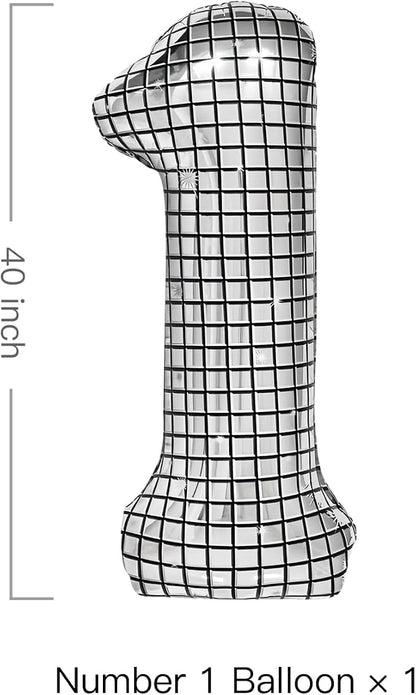 40 Inch Large Silver Disco Ball Print Number Balloon - Image 2