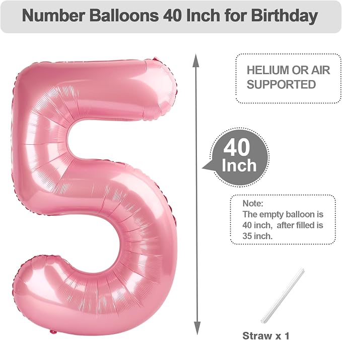 Number 4 Balloon 40 Inch Pearl Pink Balloon - Image 5