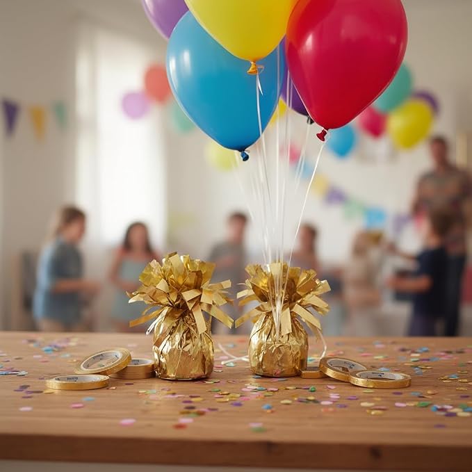 Metallic Gold Balloon Weights, 6 Pack | Metallic gold PET film; helium balloon - Image 4