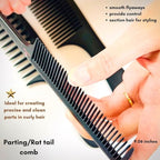 VIVEDGE| Curly Hair Comb Set Gift set | Carbon Fiber Detangler Wide Tooth Parting Combs anti static frizz-free with Premium Acccessories for Styling | Gift for loved ones (Black-Pink)