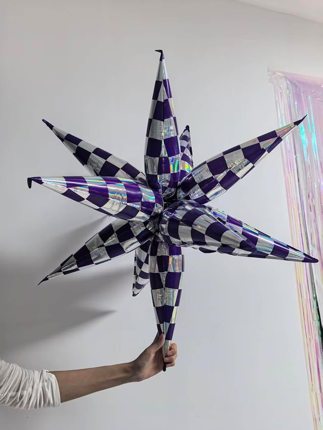 Purple Gingham Balloons Check Balloons Gingham Birthday Party Decorations - Image 6