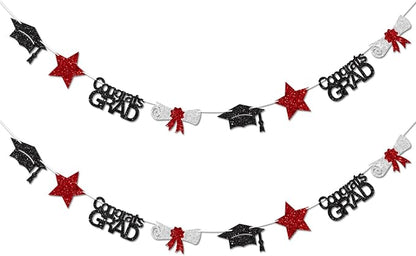 Black and Red Congrats Grad Banner Graduation Decorations Class of 2026 Glitter by Vofrise