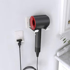 FLE Hair Dryer Holder Wall Mounted Self Adhesive,Hair Blow Dryer Rack Organizer Compatible with Most Hair Dryers,White