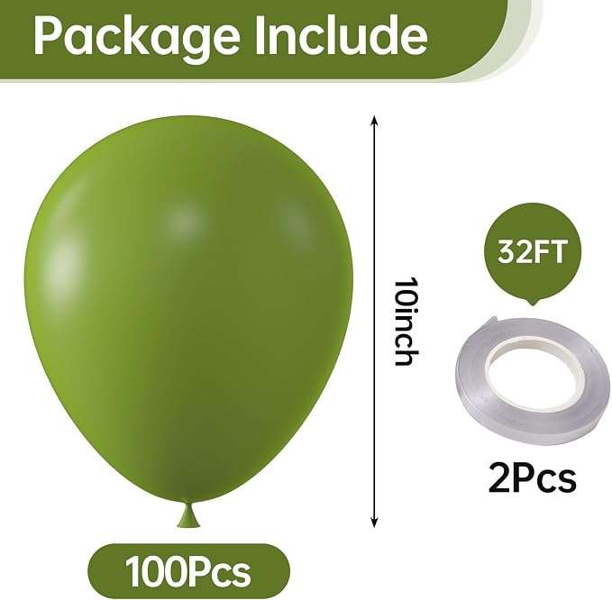 10 Inch Retro Olive Green Balloons - Image 2