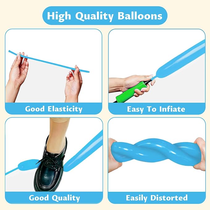 260 Light Blue Long Balloons for Balloon Garland Thickening Skinny Latex - Image 4