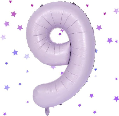 40 Inch Purple Number Balloons Light Purple 9 Balloon Matte purple Birthday by Yeodong
