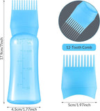 Root Comb Applicator Bottle 6 OZ, Hair Oil Applicator Bottles for Scalp with Massage Comb, 2 Pack Hair Dye Applicator with Graduated Scale (Purple, Blue)