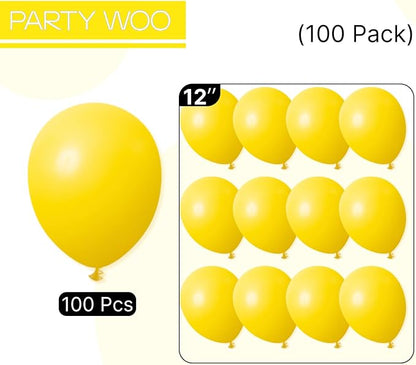 PartyWoo Yellow Balloons 100pcs Latex Helium Balloons 12 Inch | Birthday Baby - Image 6
