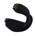 XDhair Black Clip In Hair Extensions Human Hair120g 20 Inch 6Pcs Clip in Hair Extensions Straight Natural Hair (#1,20Inch)