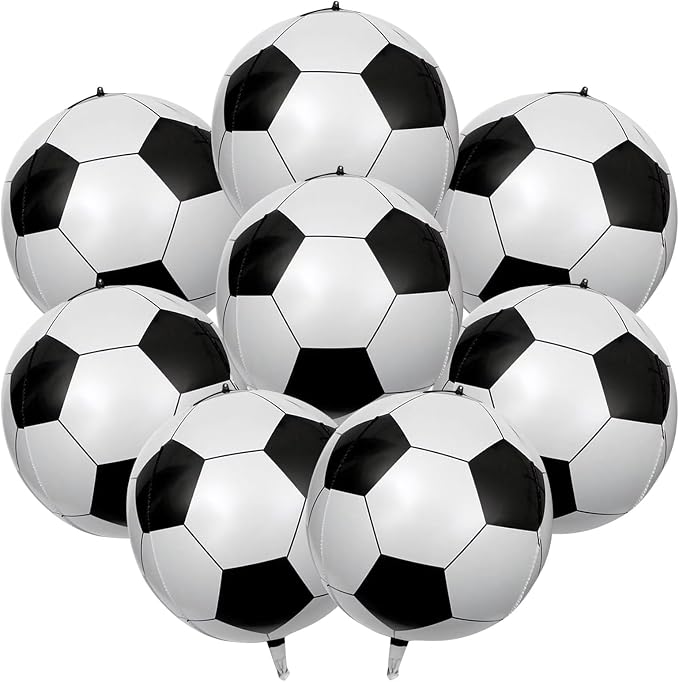8 Pcs Soccer Foil Balloons 22 Inch 4D Soccer Ball Balloons Large Realistic by YiYou