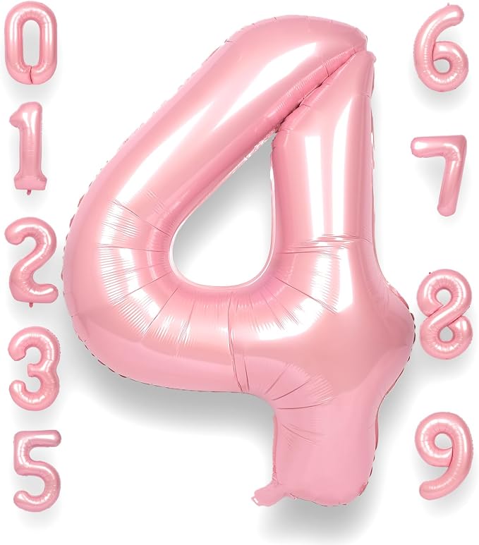 RainbowQ Pink 4 Balloon Number 40 Inch 0-40 Foil Large Balloons | Big Mylar 4 by RainbowQParty