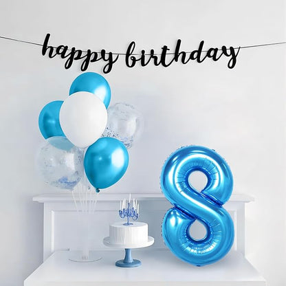 40 Inch Blue Number Balloons, Helium Mylar Foil Number Balloons - Image 5