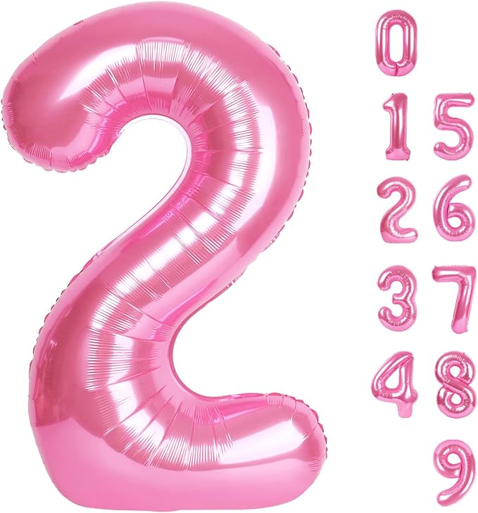 2 Balloon Number 40 Inch Pink Balloons by Mluchee