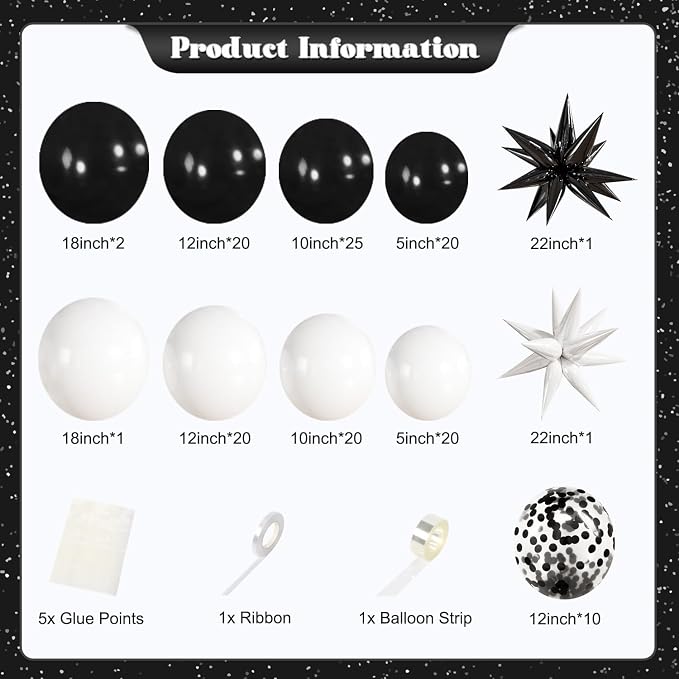 Black and White Balloons Arch Kit - Image 6