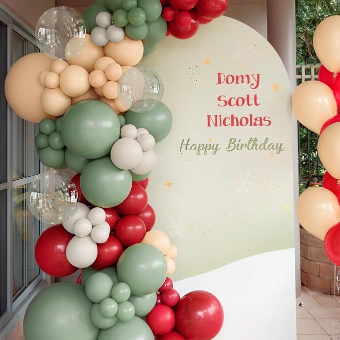 Red Green Nude White Balloon Garland Arch Kit - Image 6