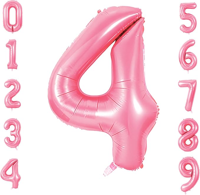 Number 4 Balloons for 4th Birthday Party Decorations, 0-100 Large No.4 Balloons by Joycard