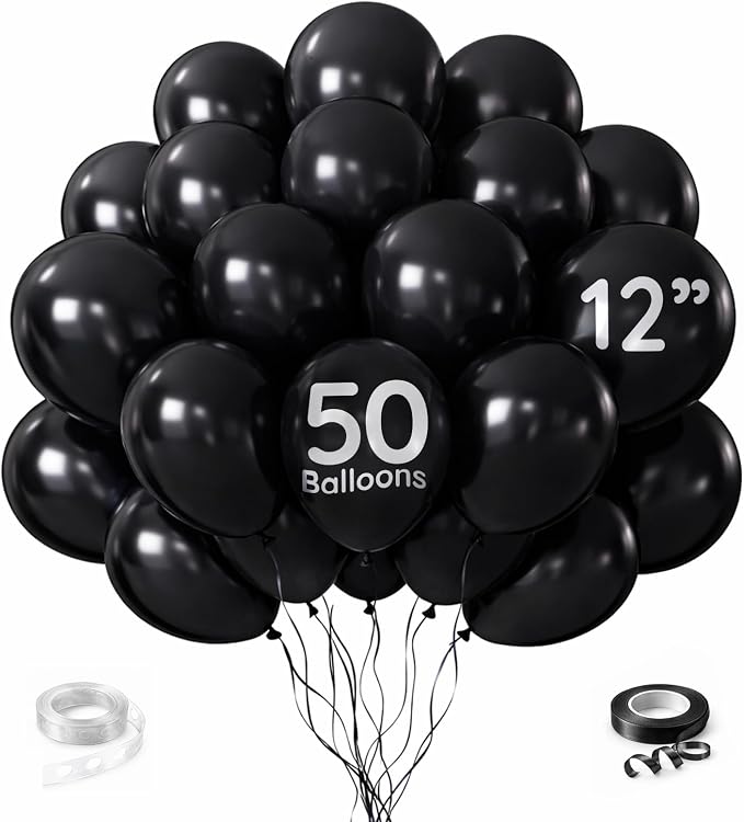 ZENO Black Balloons 50pcs 12 Inch Helium Grade Latex Balloons by Unknown