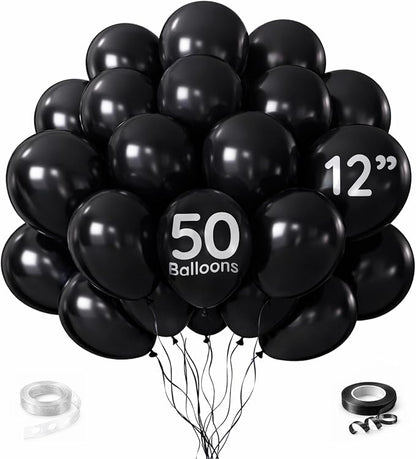 ZENO Black Balloons 50pcs 12 Inch Helium Grade Latex Balloons by Unknown