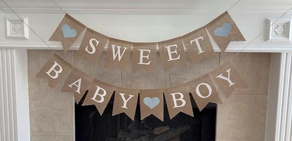 Sweet Baby Boy Burlap Banner for Baby Shower Decorations and Gender Reveal Party - Image 5