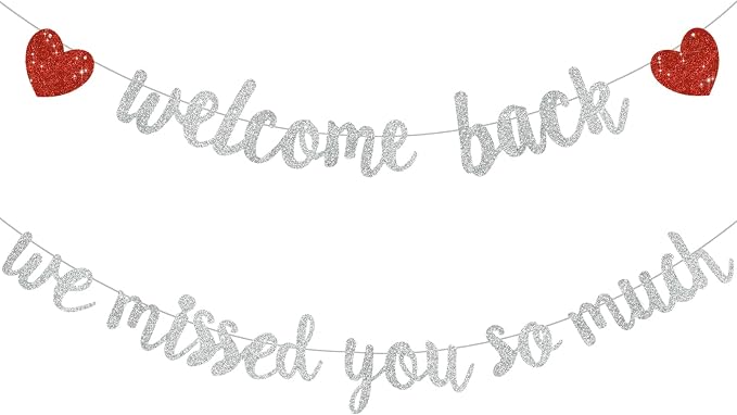 Glitter Silver Welcome Back We Missed You So Much Banner NO DIY | Pre-Strung by RICHHHA