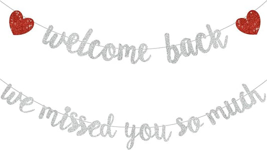 Glitter Silver Welcome Back We Missed You So Much Banner NO DIY | Pre-Strung by RICHHHA