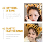 2pcs Tiger Plush Hairbands for Women Wide Elastic Fuzzy Head Wraps with Cute Ears Soft Spa Headbands for Face Washing Makeup Skincare Shower and Mask Application White Yellow