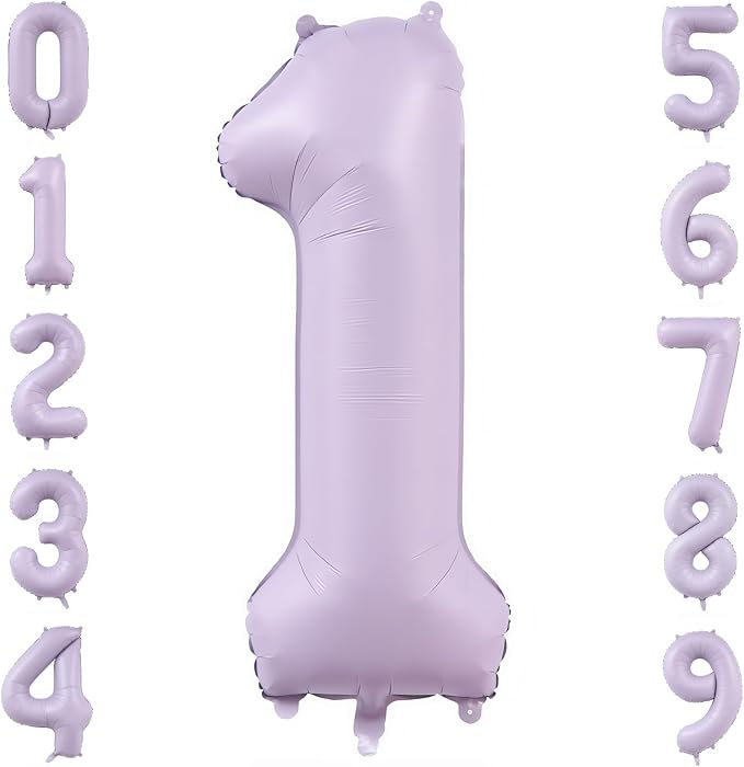 Pastel Purple 1 Number Balloons, 40 Inch Light Purple 1 Balloons Large Helium by BBPOOL