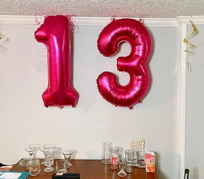 2 Balloon Numbers Birthday Decorations, 40In Hot Pink Balloons - Image 4