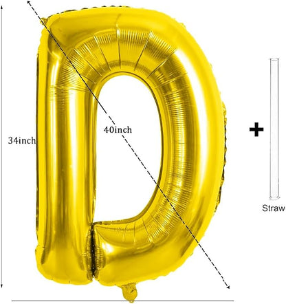 Gold Letter Balloons 40 Inch Large Letter D Balloon Aluminum | Foil Mylar Big - Image 2