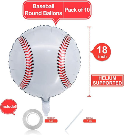 10 Pack 18 Inch Baseball Foil Balloons Helium Metallic Mylar Balloons - Image 2
