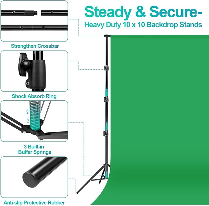 EMART 10 x 10 ft Heavy Duty Backdrop Support System, Professional Photography - Image 2