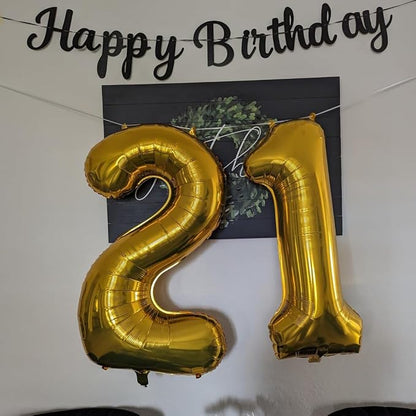 Gold Number 21 Balloon, 40 Inch Large 12/21 Number Foil Mylar Balloons - Image 3