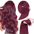 Tape in Hair Extensions Human Hair 18 Inch Burgundy Human Hair Wine Red 99J Invisible Double Sided Tape in Hair Seamless Skin Weft Hair (#A99J,18 Inch)